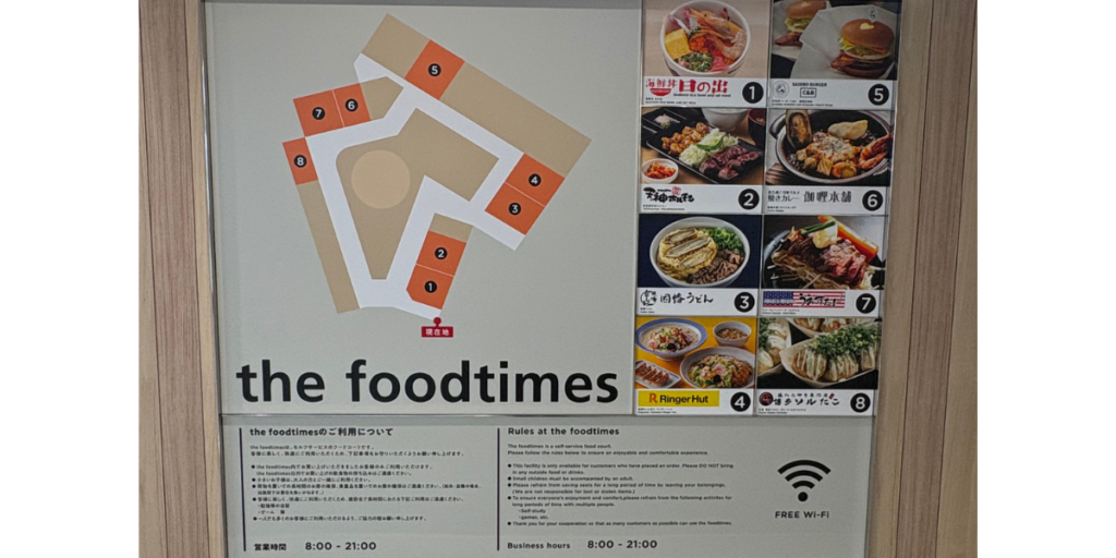 フードホール「thefoodtimes」の店舗マップ