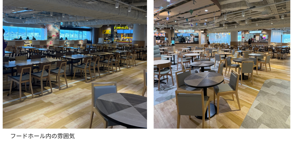 福岡空港国内線3階 the foodtimesフードホール内部｜開放的な食事スペース